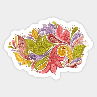 Paisley Garden Indian Style Print on White Sticker